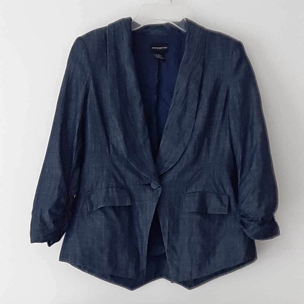 Central Park West medium wash blue Jean jacket